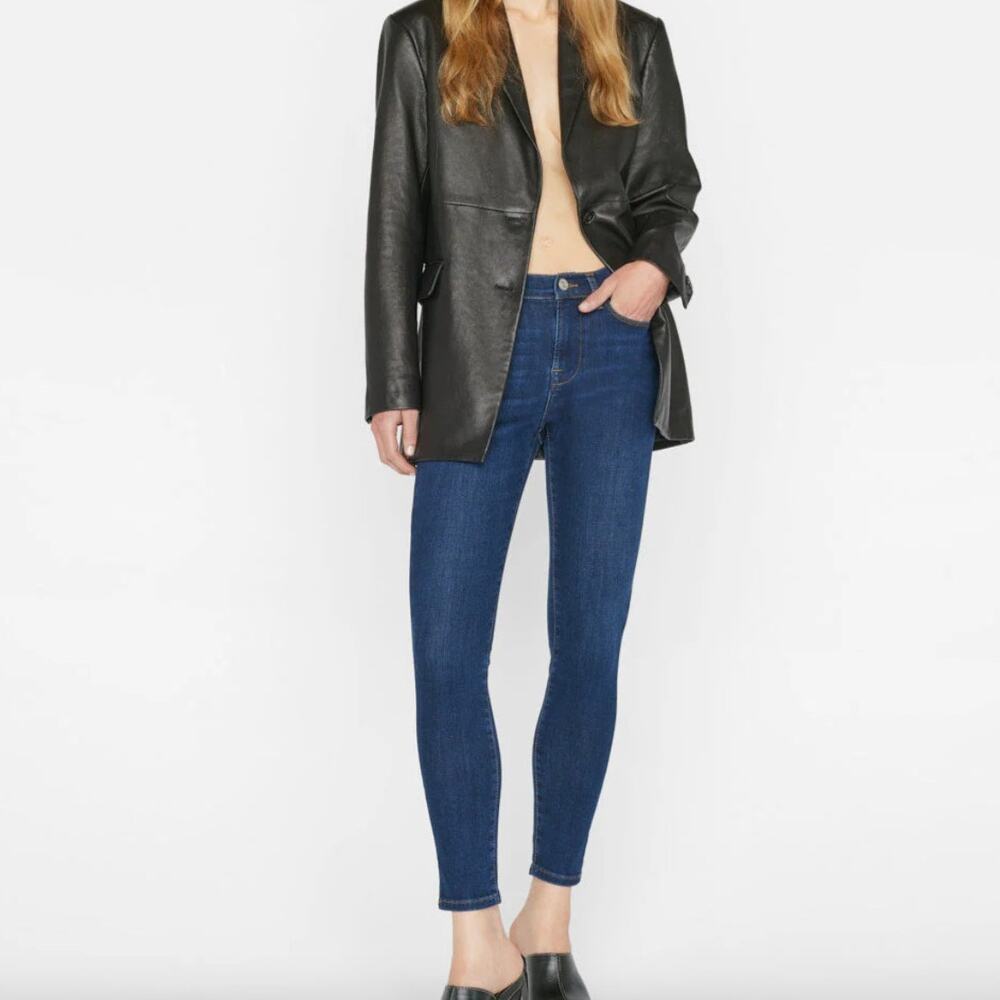 FRAME Le High Side Slit Skinny Jeans Dark Wash 30